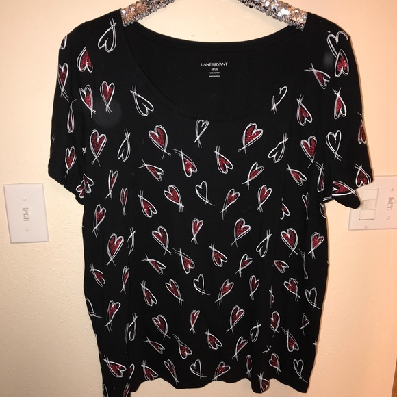 Lane Bryant Tops - Lane Bryant, scoop tee, Glitzy hearts. 18/20.  M51
